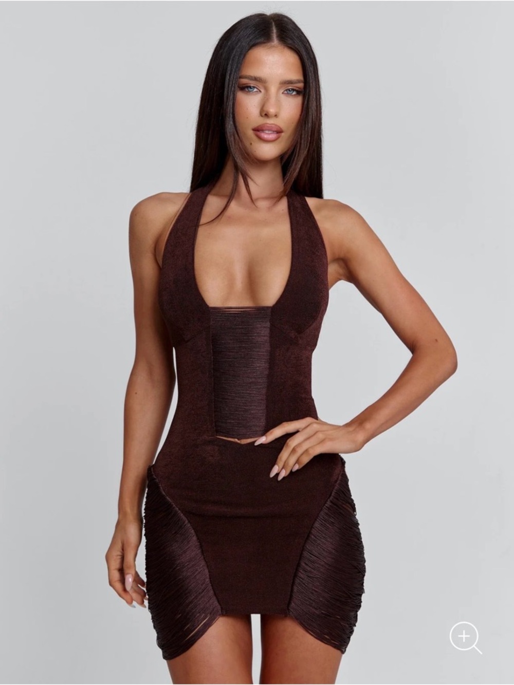 Outcast Clothing Brown Fringe Halter Dress